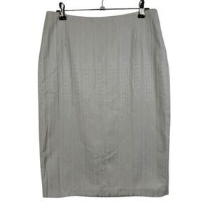 Vintage Emilio Pucci Firenze Silk Pencil Skirt Silver Sage Textured Sheen Size 6